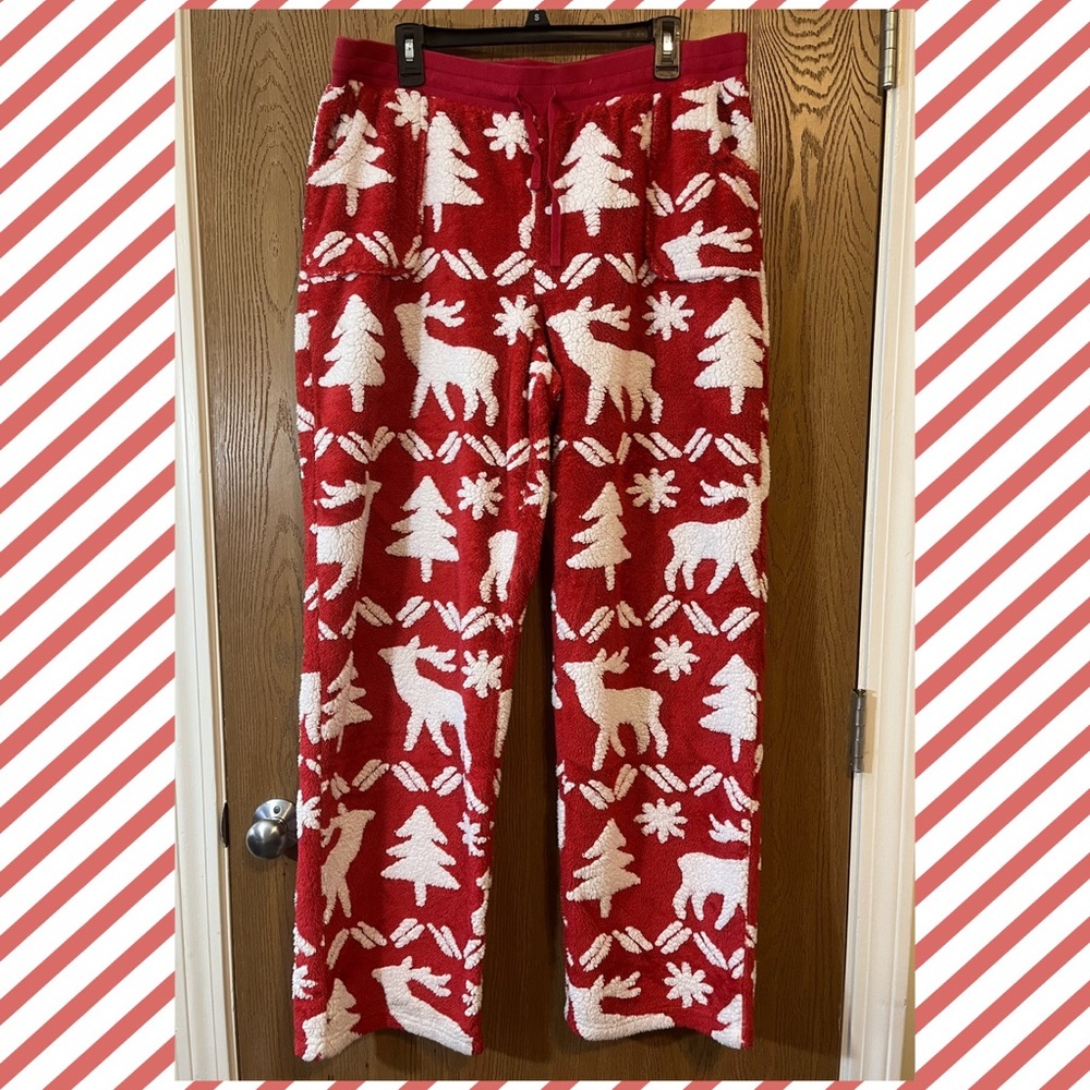 Vera Bradley Sherpa Fleece Christmas Reindeer Intarsia Pajama Pants XL